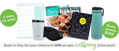 Book in May for your chance to win a wellbeing prize pack!